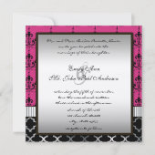 Invitation Mariage en argent rose et en lustre noir Inviter (Devant)