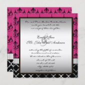 Invitation Mariage en argent rose et en lustre noir Inviter (Devant / Derrière)