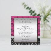 Invitation Mariage en argent rose et en lustre noir Inviter (Debout devant)