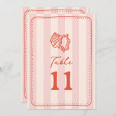 Invitation Mariage en bande rose coquille (Devant / Derrière)