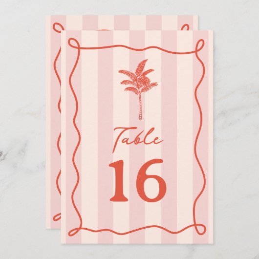 Invitation Mariage en bande rose palmier (Devant / Derrière)