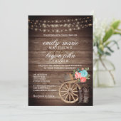 Invitation Mariage en baril de pays avec Floral Turquoise et  (Debout devant)