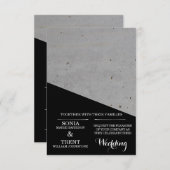 Invitation Mariage en béton noir et blanc moderne (Devant / Derrière)