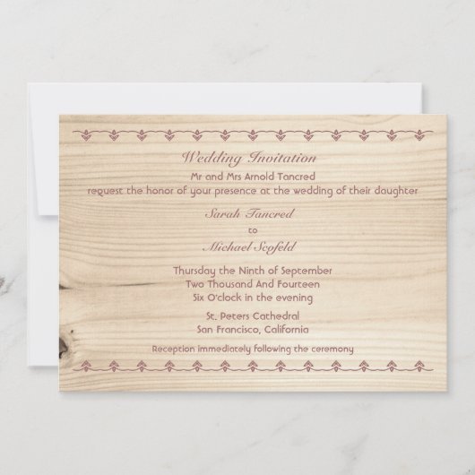 Invitation Mariage en bois (Devant)