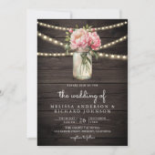 Invitation Mariage en bois avec code QR de jar Mason de pivoi (Devant)
