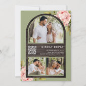 Invitation Mariage en bois avec code QR de jar Mason de pivoi (Dos)