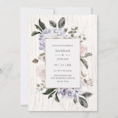 Invitation Mariage en bois | blanc floral de regard (Devant)
