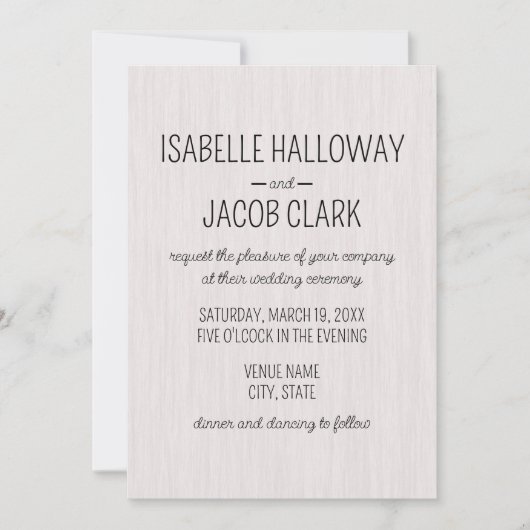 Invitation Mariage en bois blanc rustique (Devant)