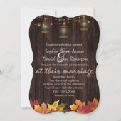 Invitation Mariage en Bois Campagne Feuilles d'Automne Vieux (Devant)