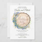 Invitation Mariage en bois Cercle de grains bleutés (Devant)
