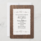 Invitation Mariage en bois de grange (Dos)