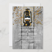 Invitation Mariage en bois de grange altéré rustique (Devant)