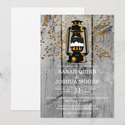 Invitation Mariage en bois de grange altéré rustique (Devant / Derrière)