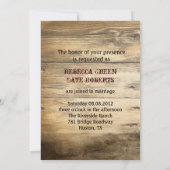Invitation Mariage en bois de grange de grange rustique de (Dos)