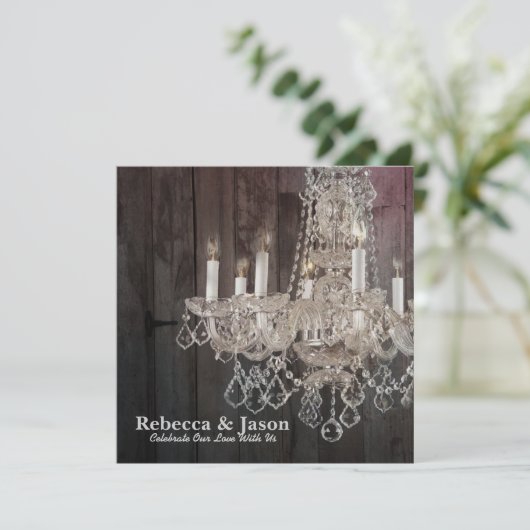 Invitation Mariage en bois de grange rustique (Debout devant)