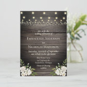 Invitation Mariage en bois de grange rustique (Debout devant)