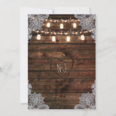 Invitation Mariage en bois de grange rustique et pots Mason (Dos)