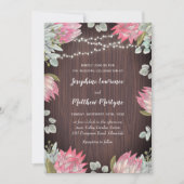 Invitation Mariage en bois de la florale de Protea (Devant)
