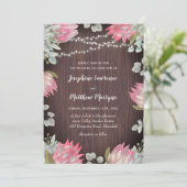 Invitation Mariage en bois de la florale de Protea (Debout devant)