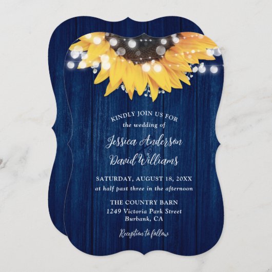 Invitation Mariage en bois de la grange rustique de la Marine (Devant / Derrière)