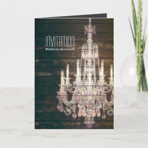 Invitation Mariage en bois de lustre de grange rustique