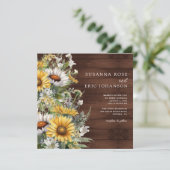 Invitation Mariage en bois de marguerites audacieuses (Debout devant)