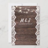 Invitation Mariage en Bois & Dentelle avec Guirlandes (Dos)