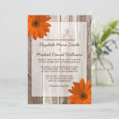 Invitation Mariage en bois d'orange Daisy Rustic Barn (Debout devant)