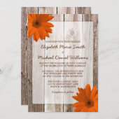 Invitation Mariage en bois d'orange Daisy Rustic Barn (Devant / Derrière)