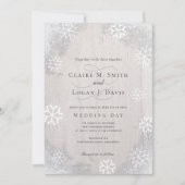 Invitation Mariage en bois gris clair rustique (Devant)