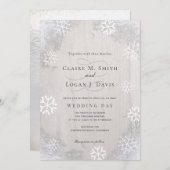 Invitation Mariage en bois gris clair rustique (Devant / Derrière)