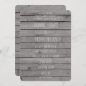 Invitation Mariage en bois gris rustique (Devant / Derrière)