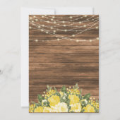 Invitation Mariage en bois, lanternes et fleurs jaunes (Dos)