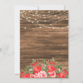 Invitation Mariage en bois, lanternes et fleurs rouges (Dos)