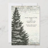 Invitation Mariage en bois rustique arbre de pin hivernal vin (Dos)