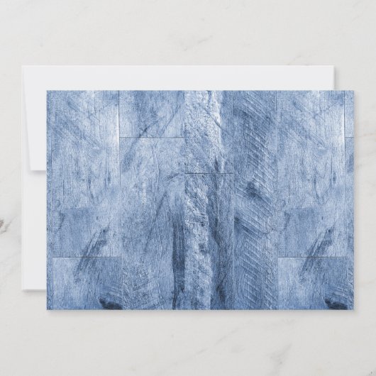 Invitation Mariage en bois rustique Eucalyptus bleu vert et b (Dos)
