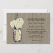 Invitation Mariage en bois rustique Mason Jar Hydrangeas (Devant)