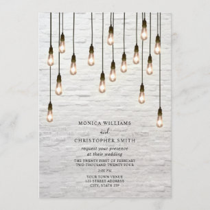 Invitation Mariage en brique blanche vintage