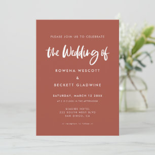 Invitation Mariage en brique brûlée moderne et élégant