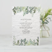 Invitation Mariage en briques blanches de verdure botanique (Debout devant)