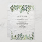 Invitation Mariage en briques blanches de verdure botanique (Devant / Derrière)