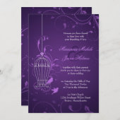 Invitation Mariage en cage à oiseaux violet Inviter avec RSVP (Devant / Derrière)