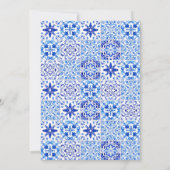 Invitation Mariage en carreaux portugais Arc bleu rustique (Dos)