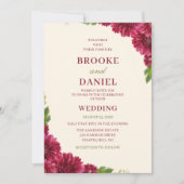 Invitation Mariage en cascade de gerbera bordeaux (Devant)
