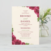Invitation Mariage en cascade de gerbera bordeaux (Debout devant)