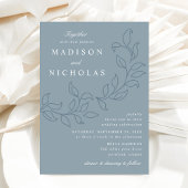 Invitation Mariage en cascade Feuille Dusty Blue
