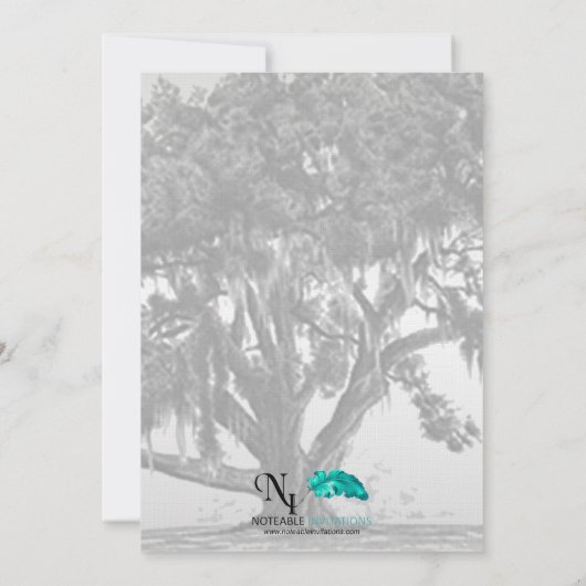 Invitation Mariage en chêne gris-jaune (Dos)