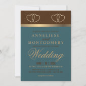 Invitation Mariage en chocolat et Turquoise foncé (Devant)
