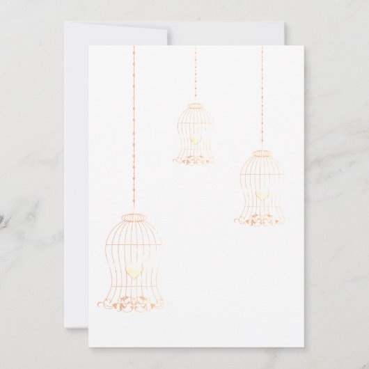 Invitation Mariage EN CLASSE D'OR BLANC D'OISEAU RUSTIQUE (Dos)