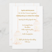 Invitation Mariage EN CLASSE D'OR BLANC D'OISEAU RUSTIQUE (Devant / Derrière)